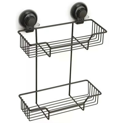GEDY G.Hot Portaoggetti da Bagno Nero a 2 Ripiani con Ventose