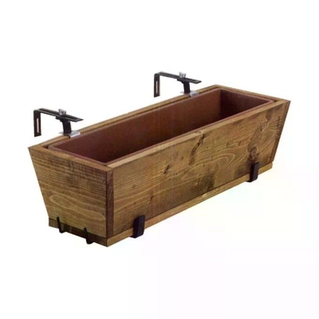 Metallurgica Buzzi FLR55 Portavaso da Balcone 55 cm in Legno con Vaso e Supporti Regolabili Metallurgica Buzzi FLR55 Portavaso da Balcone 55 cm in Legno con Vaso e Supporti Regolabili