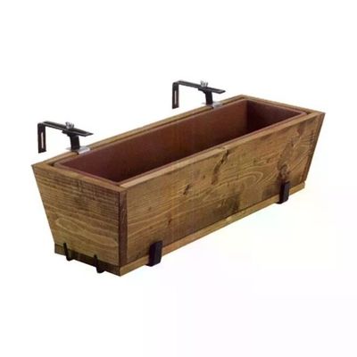 Metallurgica Buzzi FLR55 Portavaso da Balcone 55 cm in Legno con Vaso e Supporti Regolabili