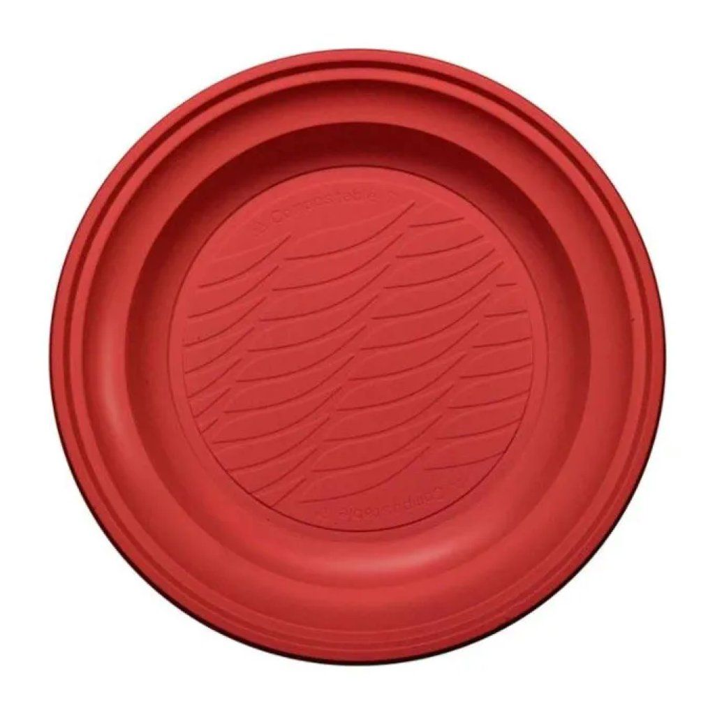 BIBO Piatti Fondi Compostabili Rossi, 20 Pezzi