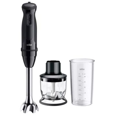 Braun MQ30201M MultiQuick 3 Frullatore ad Immersione 900W 0,6 L con Tritatutto colore Nero Braun MQ30201M MultiQuick 3 Frullatore ad Immersione 900W 0,6 L con Tritatutto colore Nero