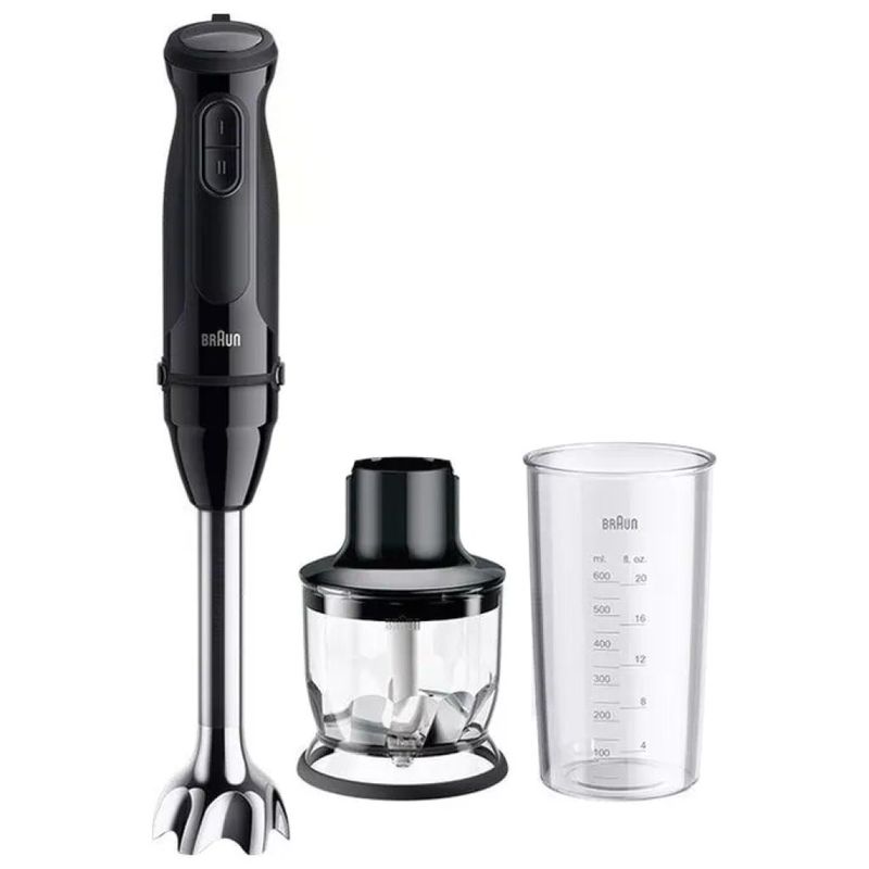 Braun MQ30201M MultiQuick 3 Frullatore ad Immersione 900W 0,6 L con Tritatutto colore Nero