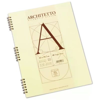 Pigna 0105442BI Architetto Blocco Spiralato A4 40 Fogli 100 gr Rigatura Bianco colore Beige