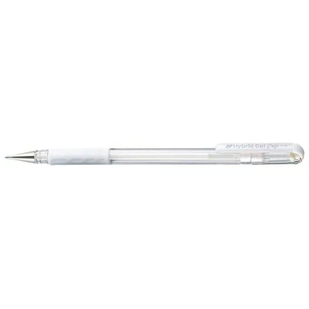 Pentel K118-LW Penna Roller Gel Hybrid Grip Punta 0,8 mm con Impugnatura in Gomma Colore Bianco