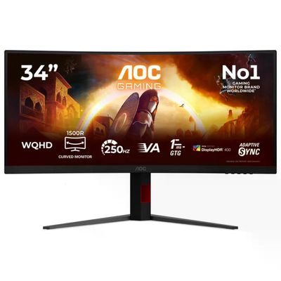 AOC CU34G4ZCA Monitor 34'' WQHD 250Hz Fast VA 1ms GtG HDR400 Adaptive Sync colore Nero