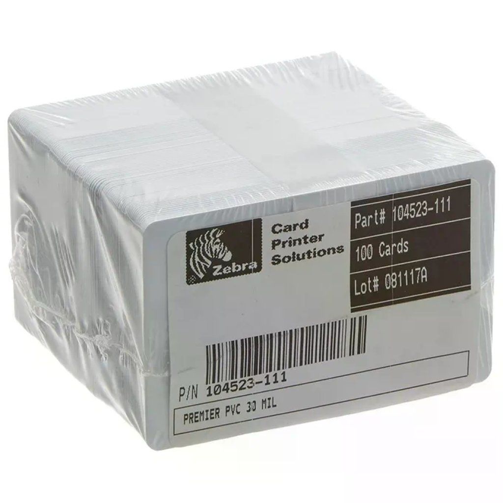 Zebra Premier 104523-111 – 500 card bianche in PVC