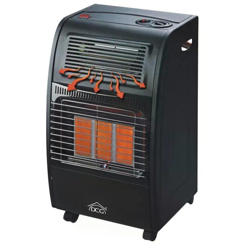 DCG GH09 Stufa a Gas Infrarossi 4200 W, 3 Piastre Ceramiche, GPL e Gas Naturale, Nera