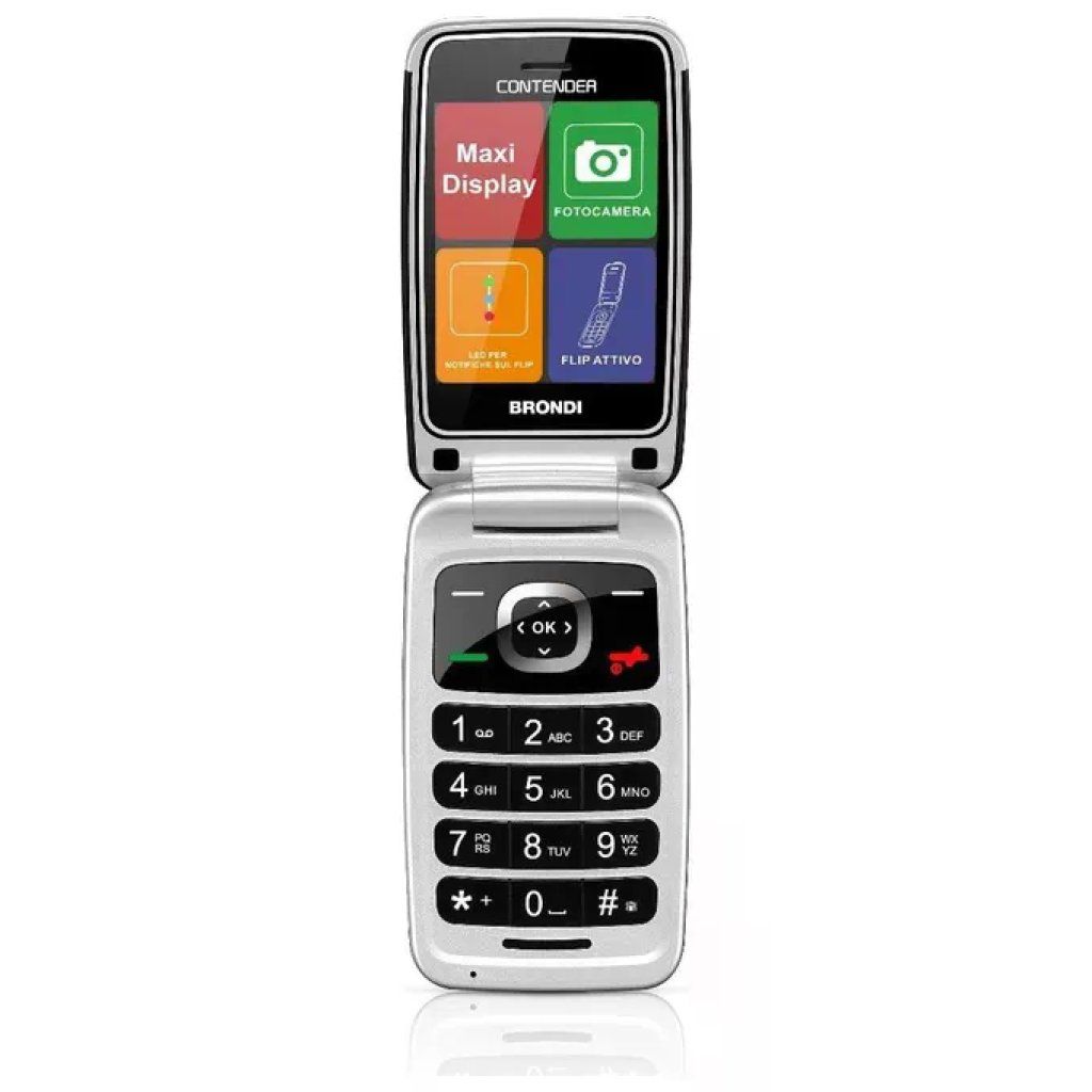 Brondi Contender 10277050 Telefono GSM Dual SIM a Conchiglia, Nero