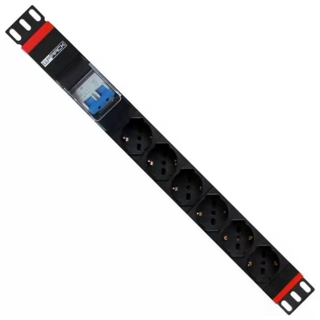 WP EUROPE PDU Multipresa Rack 19” 1U, 6 Prese Schuko/Bipasso, Magnetotermico, 3500 W, Nero