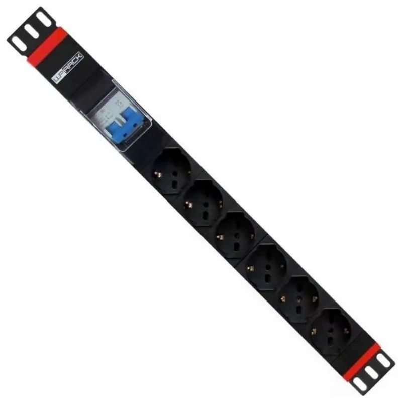 WP Europe WPN-PDU-G02-06 Multipresa PDU Rack 19'' 1U 6 Prese Schuko Bipasso Magnetotermico 3500W colore Nero