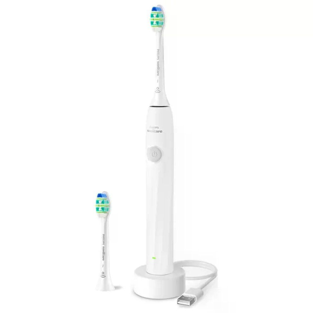 Philips Sonicare Serie 2100 HX4022/01 Spazzolino Elettrico Sonico Bianco con 2 Testine