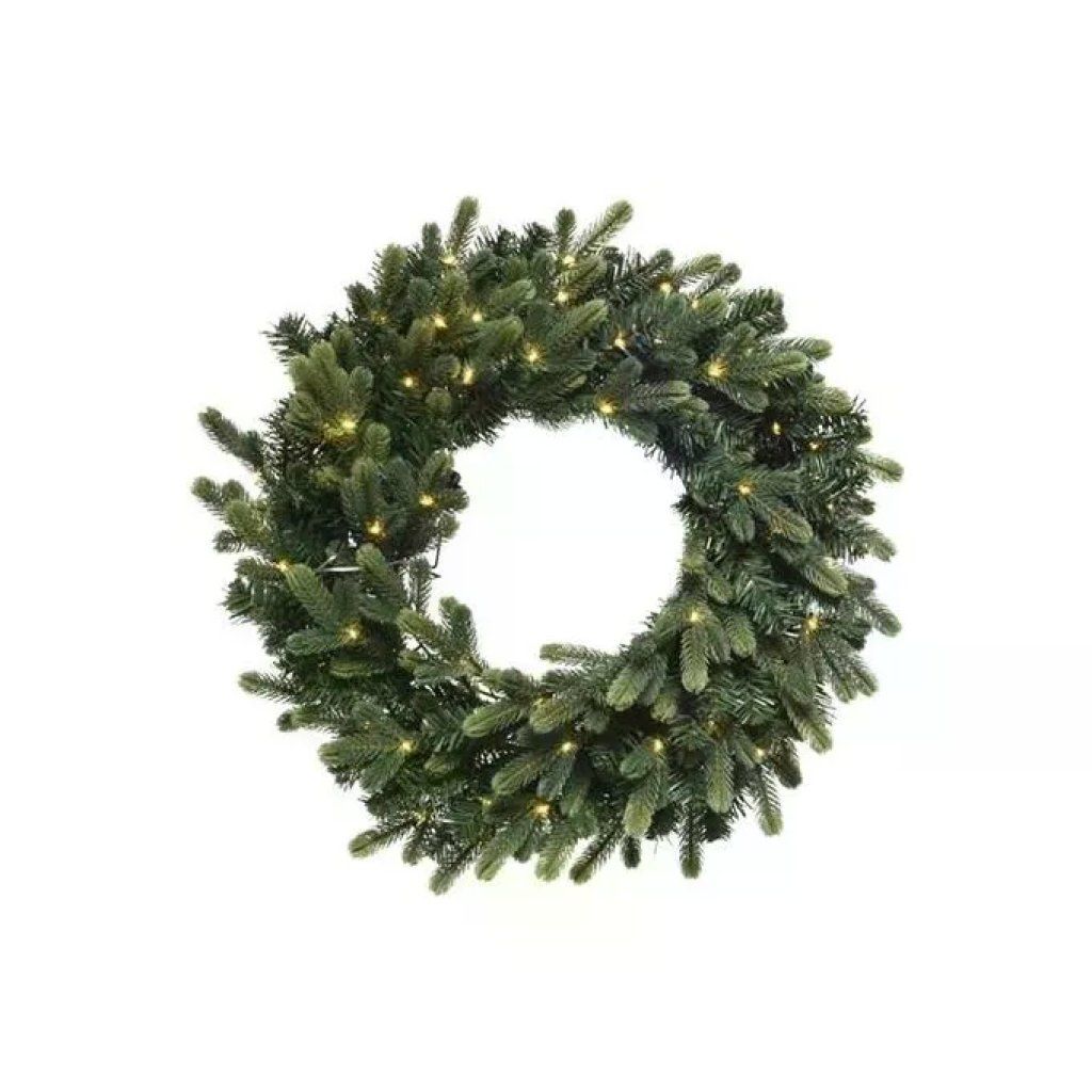 AMICASA Corona natalizia Ginevra con 60 micro LED, verde, a batteria – 60 cm AMICASA Corona natalizia Ginevra con 60 micro LED, verde, a batteria – 60 cm
