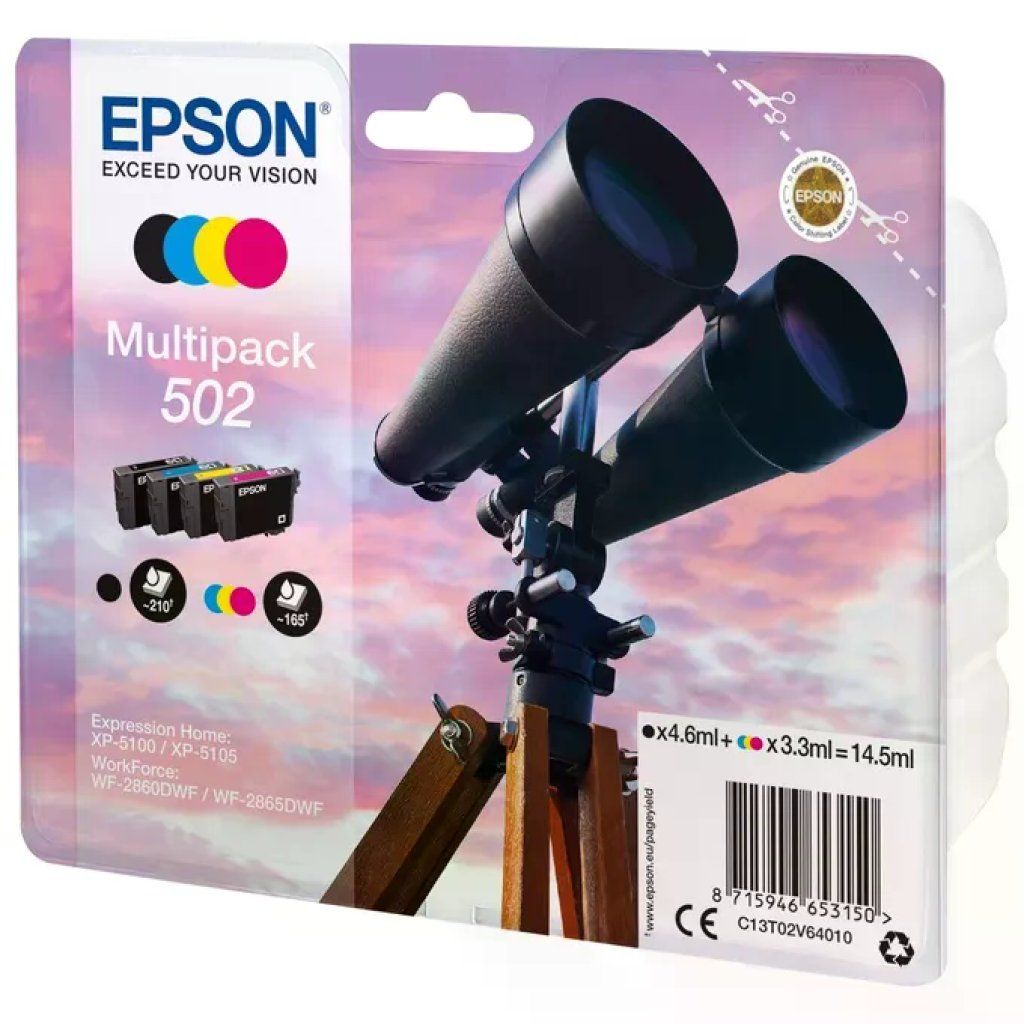 Epson 8715946653150 Serie 502 Cartuccia d'inchiostro Originale Multipack 4 Colori (Nero Ciano Magenta