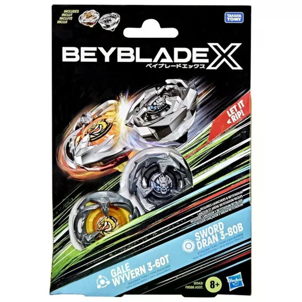 Hasbro Beyblade X Dual Pack: Gale Wyvern e Sword Dran Hasbro Beyblade X Dual Pack: Gale Wyvern e Sword Dran