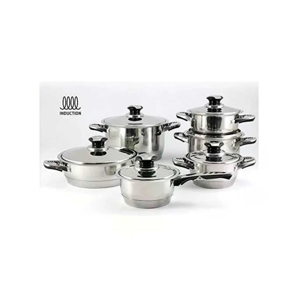 3C CASA Blumenthal Bavaria 86053 Batteria di Pentole 12 Pezzi in Acciaio Inox 18/10, Induzione, Nero 3C CASA Blumenthal Bavaria 86053 Batteria di Pentole 12 Pezzi in Acciaio Inox 18/10, Induzione, Nero