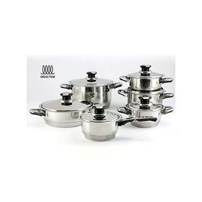 3C CASA Blumenthal Bavaria 86053 Batteria di Pentole 12 Pezzi in Acciaio Inox 18/10, Induzione, Nero 3C CASA Blumenthal Bavaria 86053 Batteria di Pentole 12 Pezzi in Acciaio Inox 18/10, Induzione, Nero