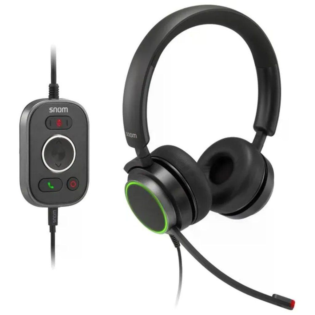 SNOM A330D – Auricolare cablato USB-A e jack 3,5 mm con microfono, nero SNOM A330D – Auricolare cablato USB-A e jack 3,5 mm con microfono, nero