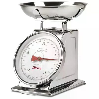 Girmi PS9000 Bilancia Meccanica da Cucina 5 kg con Ciotola in Acciaio Inox