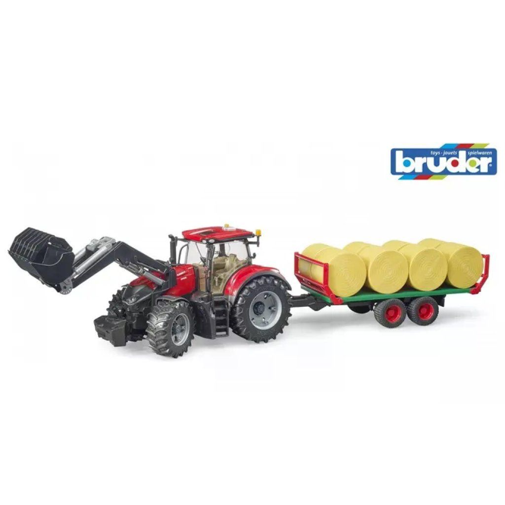 BRUDER 3198 Trattore Rosso con Pala e Rimorchio BRUDER 3198 Trattore Rosso con Pala e Rimorchio