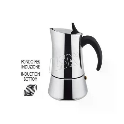 ILSA Elly Caffettiera Moka 4 Tazze per Induzione in Acciaio Inox 18/10 ILSA Elly Caffettiera Moka 4 Tazze per Induzione in Acciaio Inox 18/10