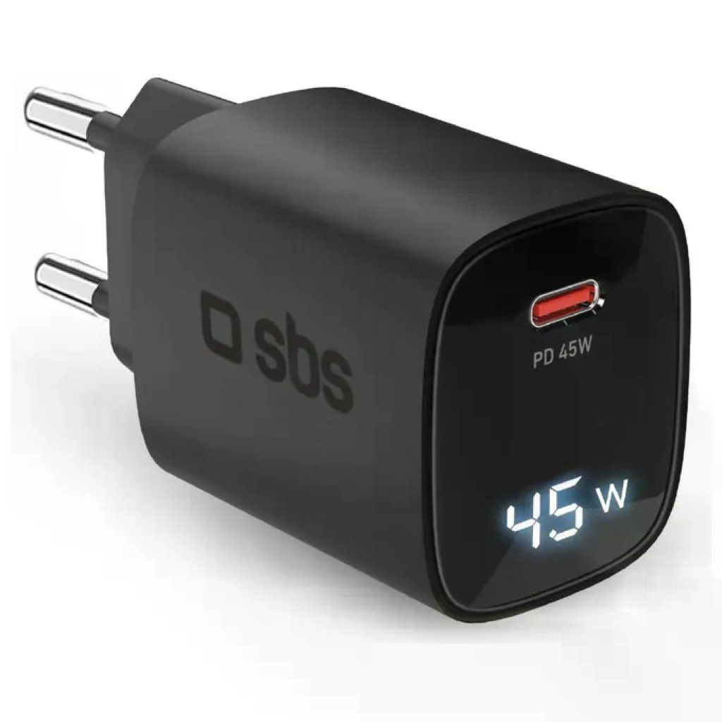 SBS Caricabatterie GaN USB-C 45W con Display LCD SBS Caricabatterie GaN USB-C 45W con Display LCD