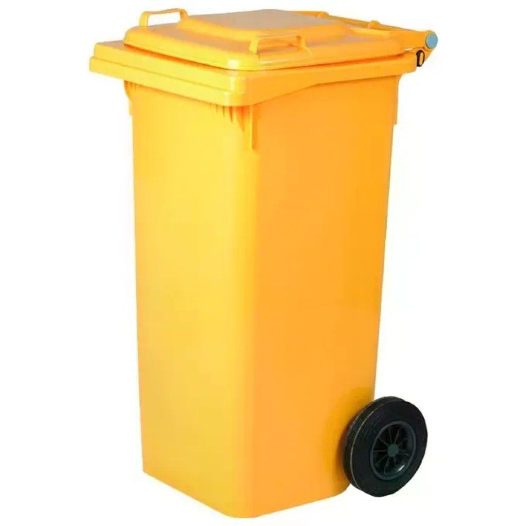 VIGOR-BLINKY P140120G Bidone carrellato giallo da 120 L con coperchio VIGOR-BLINKY P140120G Bidone carrellato giallo da 120 L con coperchio