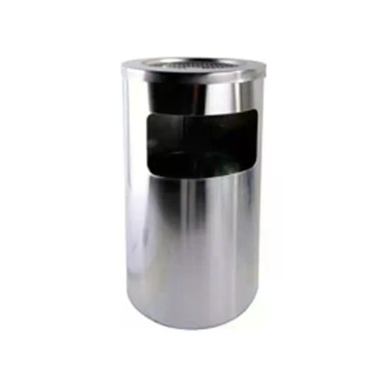 LADY DOC XTRA 08371 Portacenere in Acciaio Inox 201 Forma Tonda con Secchiello Estraibile e Vano