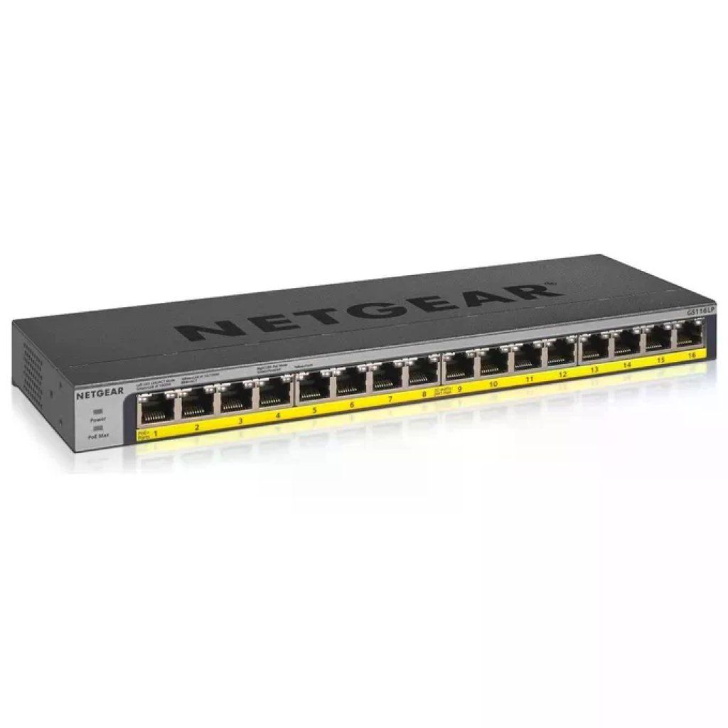 NETGEAR GS116LP Switch Gigabit PoE+ a 16 porte