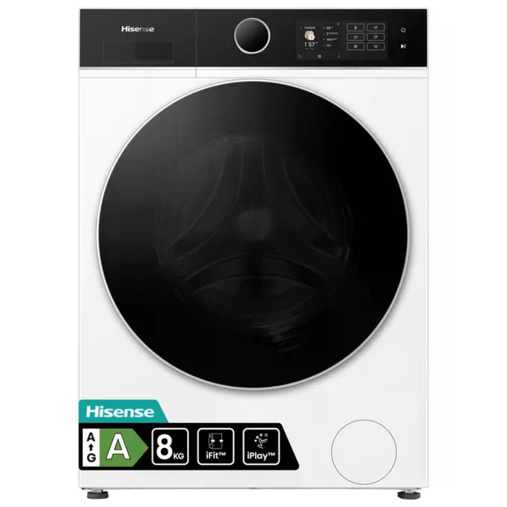 Hisense WF5I8043BWF Lavatrice 8 kg, 1400 giri/min, Classe A, Vapore e Wi-Fi