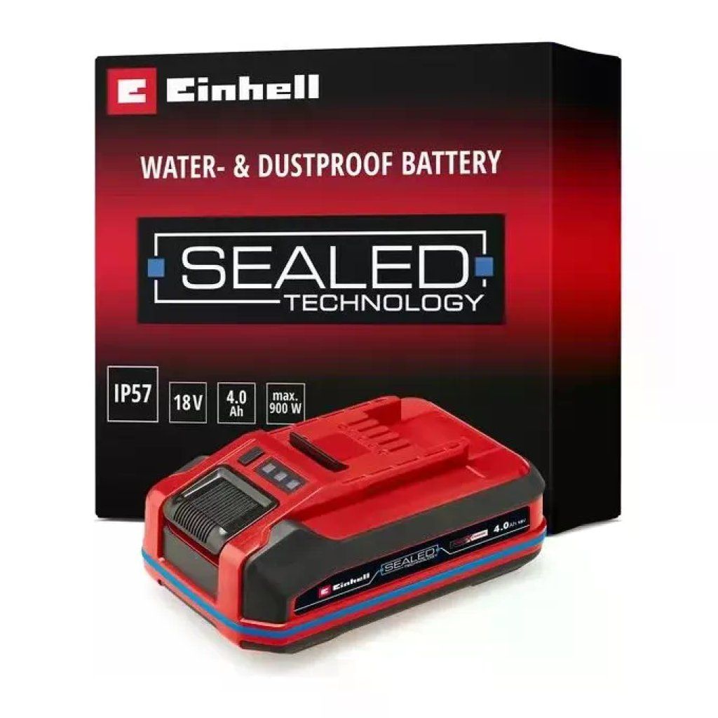 Einhell 4511627 Power X-Change Plus Batteria 18V 4 Ah SEALED IP57 Li-Ion celle 21700 colore Nero Rosso