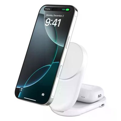 Belkin UltraCharge WIZ039KQWH Caricatore Wireless Magnetico Qi2 25W 2 in 1 con USB-C Bianco