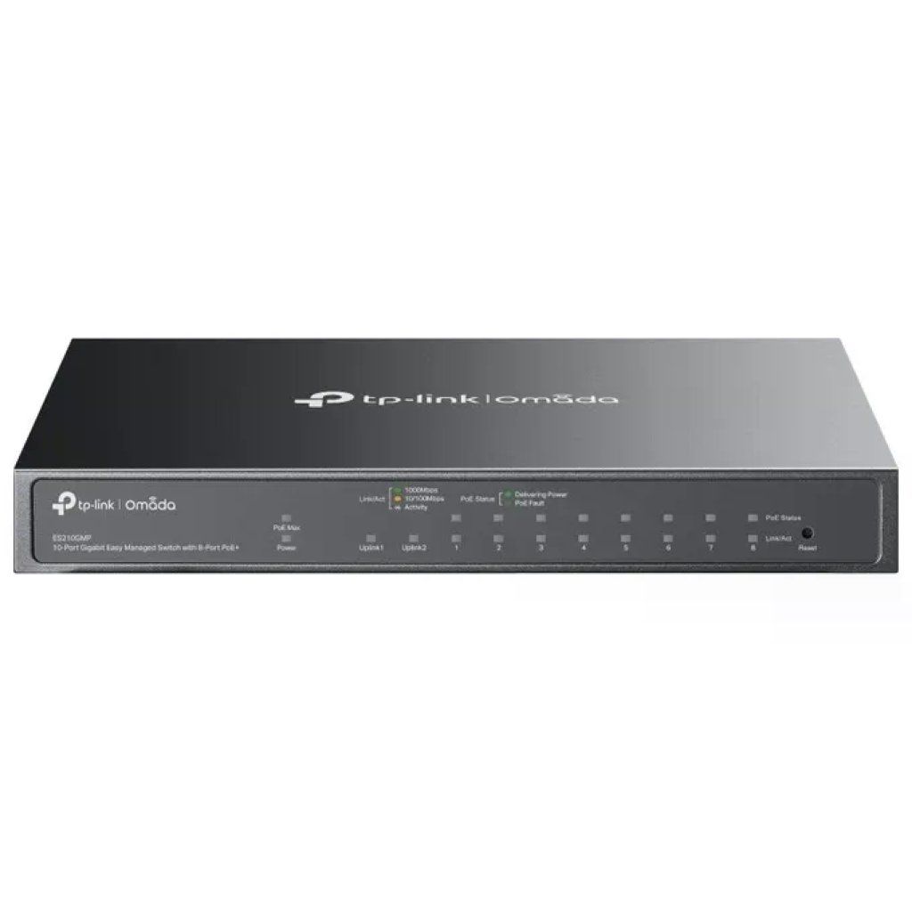 TP-Link ES210GMP Omada Switch Gestito 10 Porte Gigabit 8 Porte PoE+ 123W Budget 20 Gbps Fanless colore