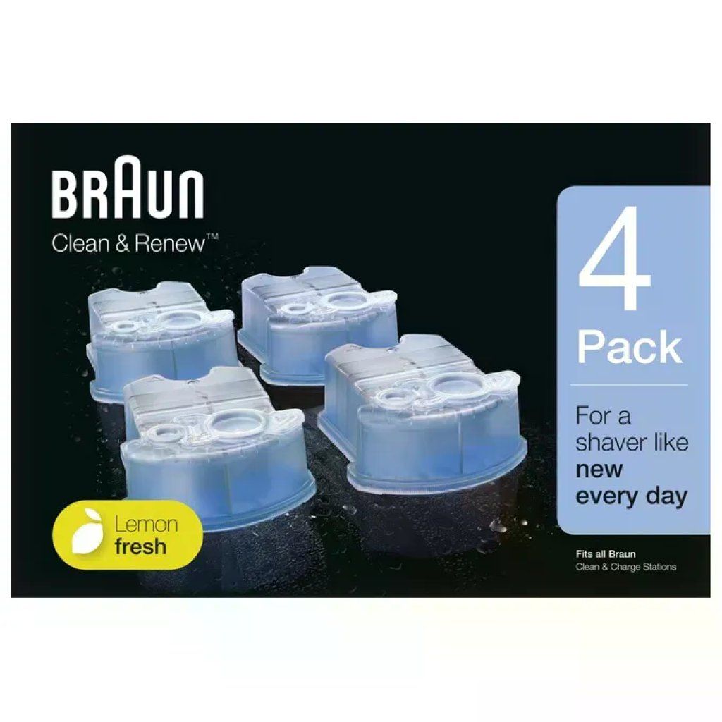 Braun CCR4 CleanandCharge Cartucce di Ricarica Rasoio Elettrico Confezione 4 pezzi colore Blu