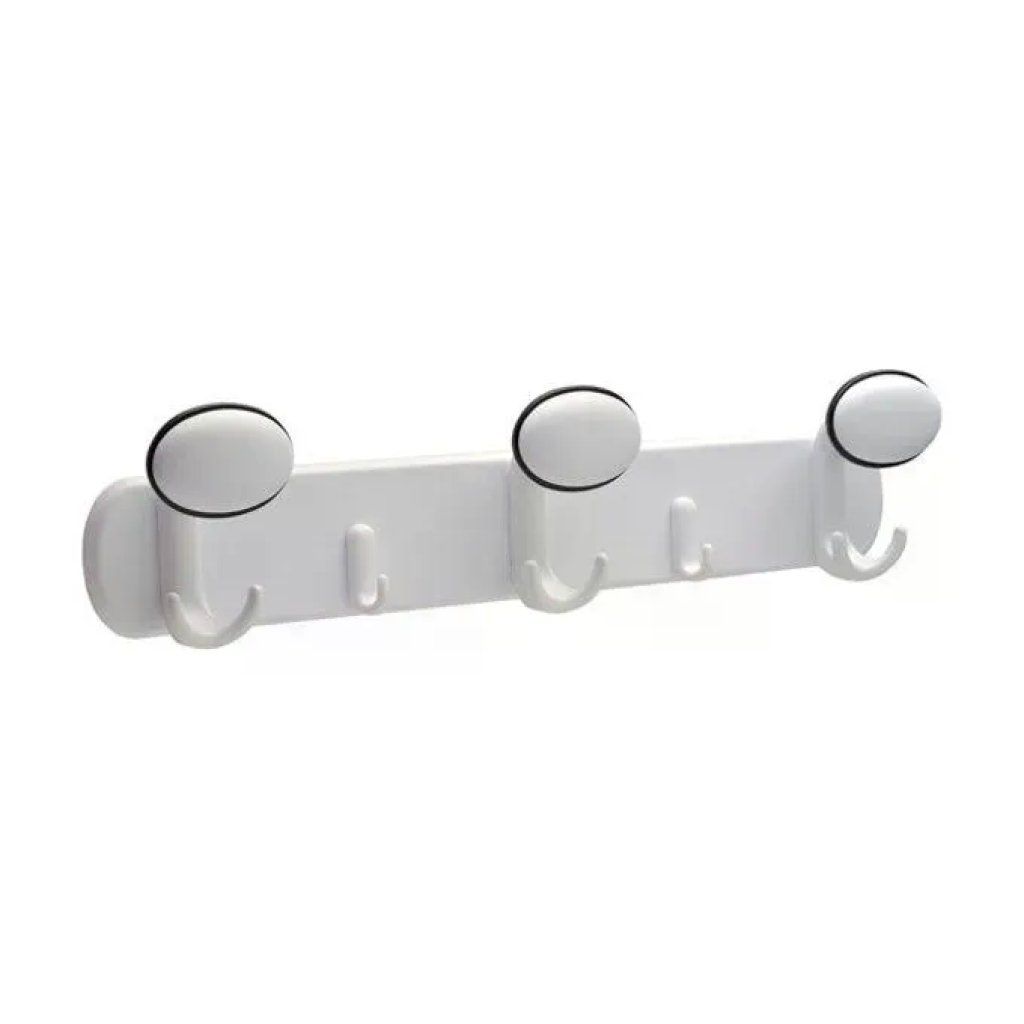 Mital TA93S Appendiabiti in Resina 3 Posti 6 Ganci Fissaggio a Muro colore Bianco con Bordo Nero Mital TA93S Appendiabiti in Resina 3 Posti 6 Ganci Fissaggio a Muro colore Bianco con Bordo Nero