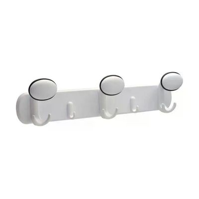 Mital TA93S Appendiabiti in Resina 3 Posti 6 Ganci Fissaggio a Muro colore Bianco con Bordo Nero Mital TA93S Appendiabiti in Resina 3 Posti 6 Ganci Fissaggio a Muro colore Bianco con Bordo Nero
