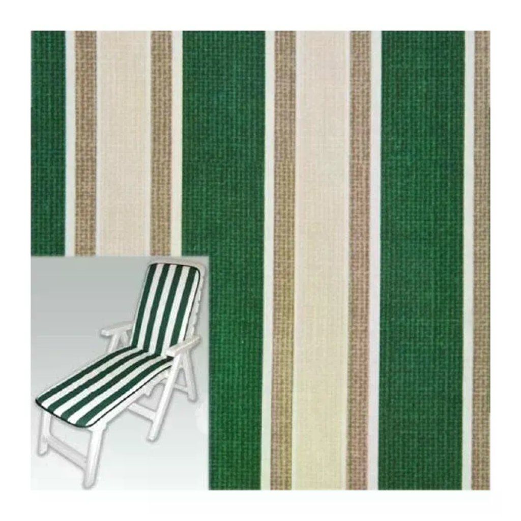Floralcasa M57308 Cuscino per Sdraio con Prolunga Multiriga Cotone Stampato 72+90x44x4 cm colore Verde