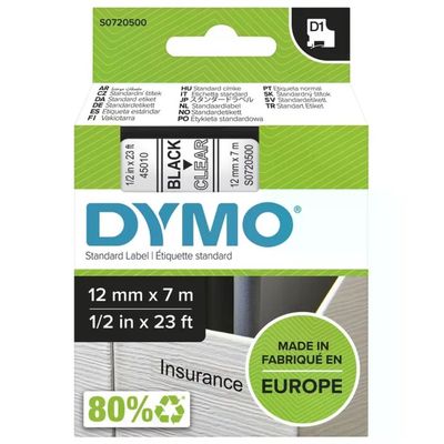 Dymo Nastro D1 12mmx7m Nero Trasp Dymo Nastro D1 12mmx7m Nero Trasp