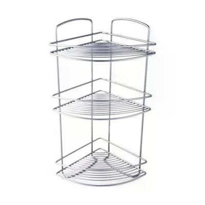 Metaltex 460203 Onda Mensola Angolare 3 Ripiani in Filo di Ferro Polytherm 22x22x53 cm colore Argento