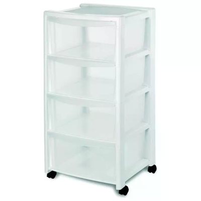 Stefanplast 000997636 Cassettiera 4 Cassetti con Ruote Piroettanti 40x40x80 cm colore Bianco