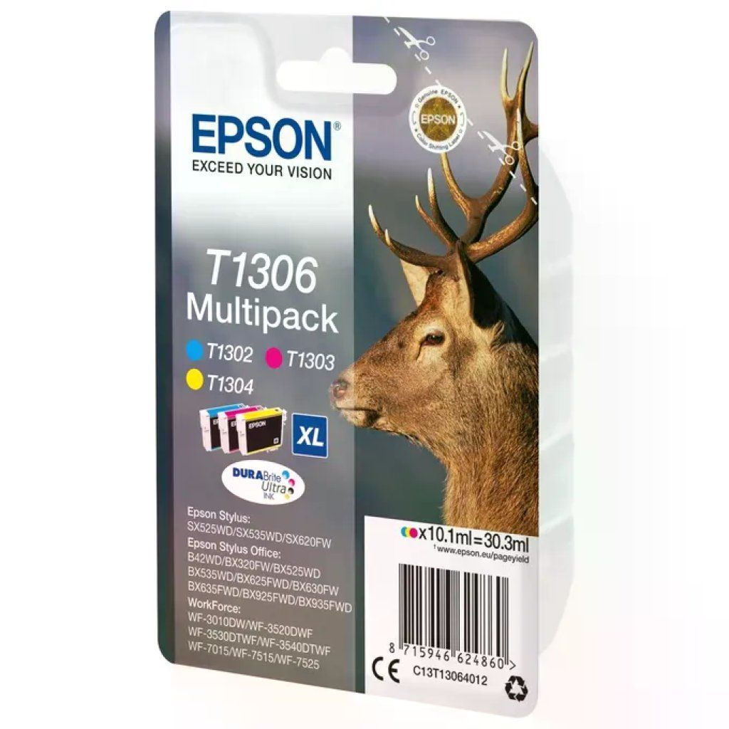 Epson T1306 Serie Cervo Multipack Cartuccia Inkjet DURABrite Ultra 3 pezzi 10