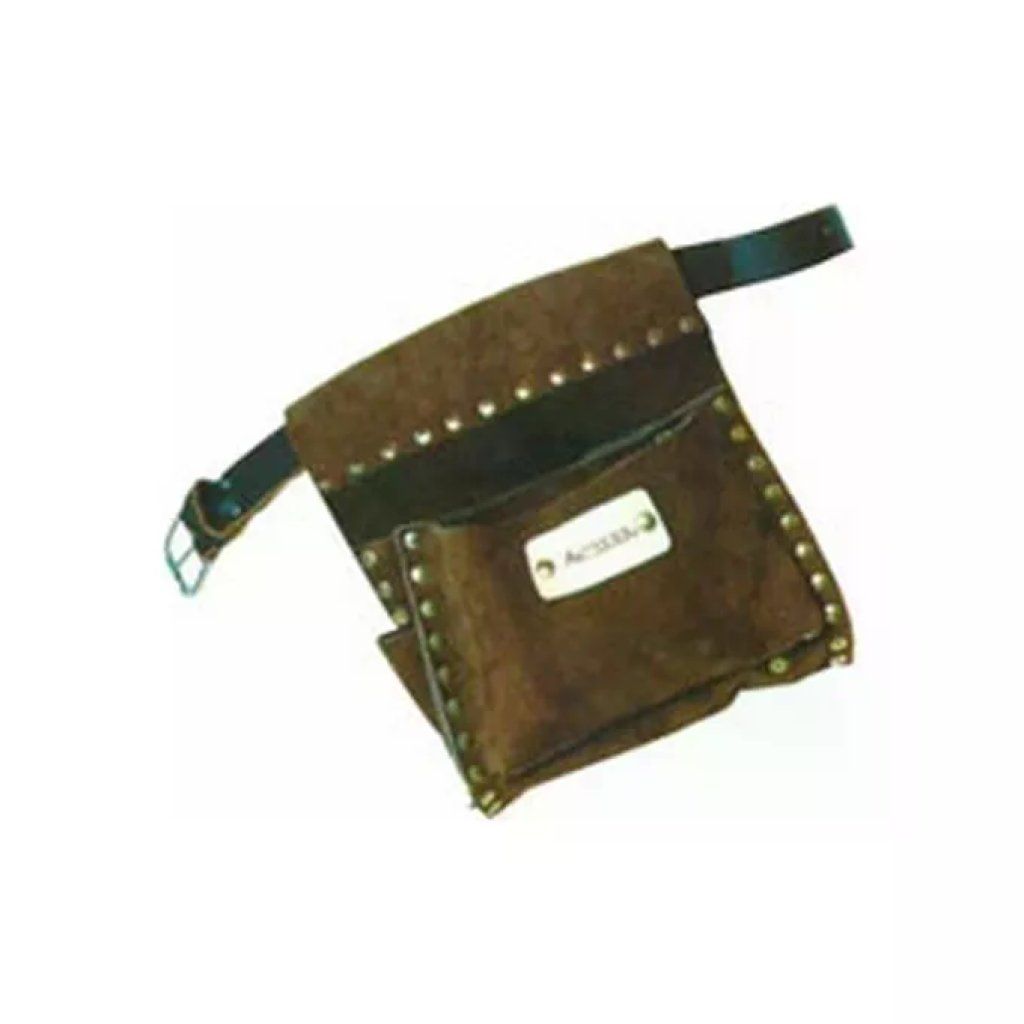 Mass Borsa Carpentiere 3 Tasche in Pelle Prima Scelta Extra Morbida Borchiata colore Marrone