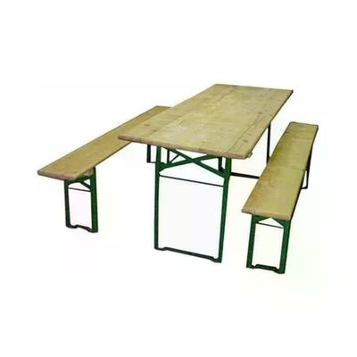 YEPPON MACHIERALDO 37206 Set Birreria Legno Plus con Tavolo e Panche Pieghevoli Struttura in Ferro