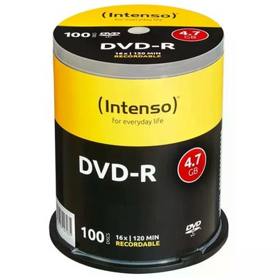 Intenso 4101156 DVD-R 4.7 GB 16X 100 pezzi confezione campana colore Argento opaco Intenso 4101156 DVD-R 4.7 GB 16X 100 pezzi confezione campana colore Argento opaco