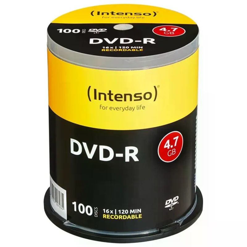 Intenso 4101156 DVD-R 4.7 GB 16X 100 pezzi confezione campana colore Argento opaco