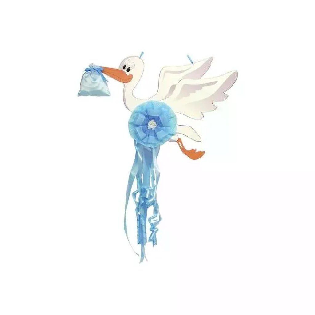Baby Idea FC.CI G Fiocco Nascita Cicogna Grande PVC Tulle Idrorepellente colore Azzurro