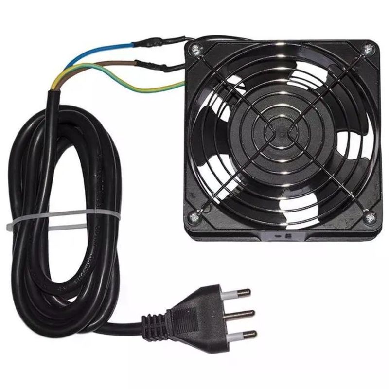 Link LKFAN220 Ventola 120x120x38 mm 220V Cavo 2m Spina Italiana con Griglia colore Nero