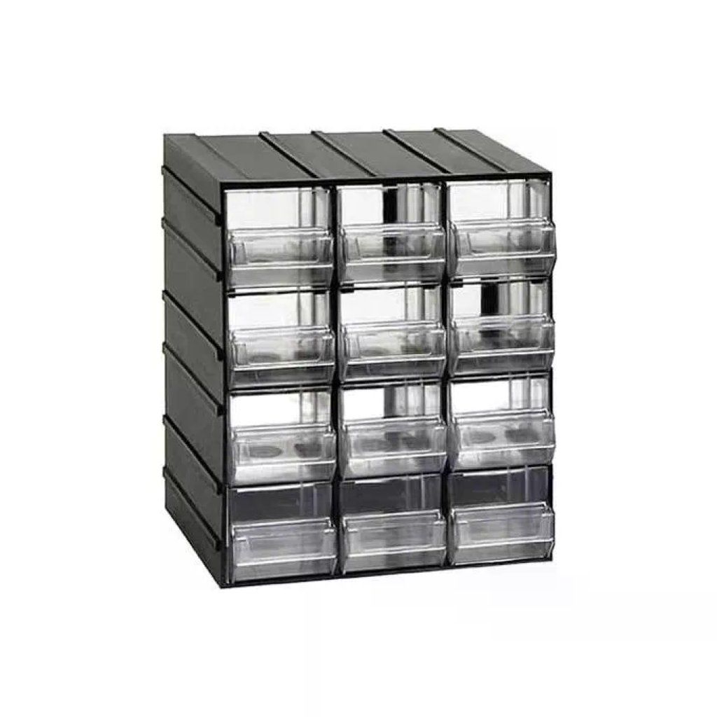 Art Plast AT511T Serie 500 Cassettiera Portaminuteria 12 Cassetti Trasparenti Componibile Fissaggio Parete
