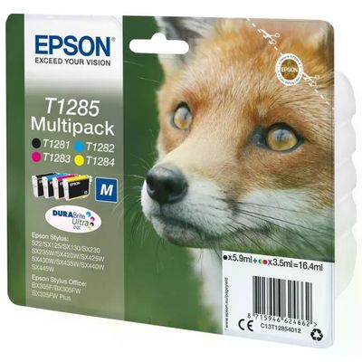 Epson C13T12854012 Volpe T1285 Multipack Cartucce Inkjet 4 Colori Inchiostro Pigmentato colore Nero