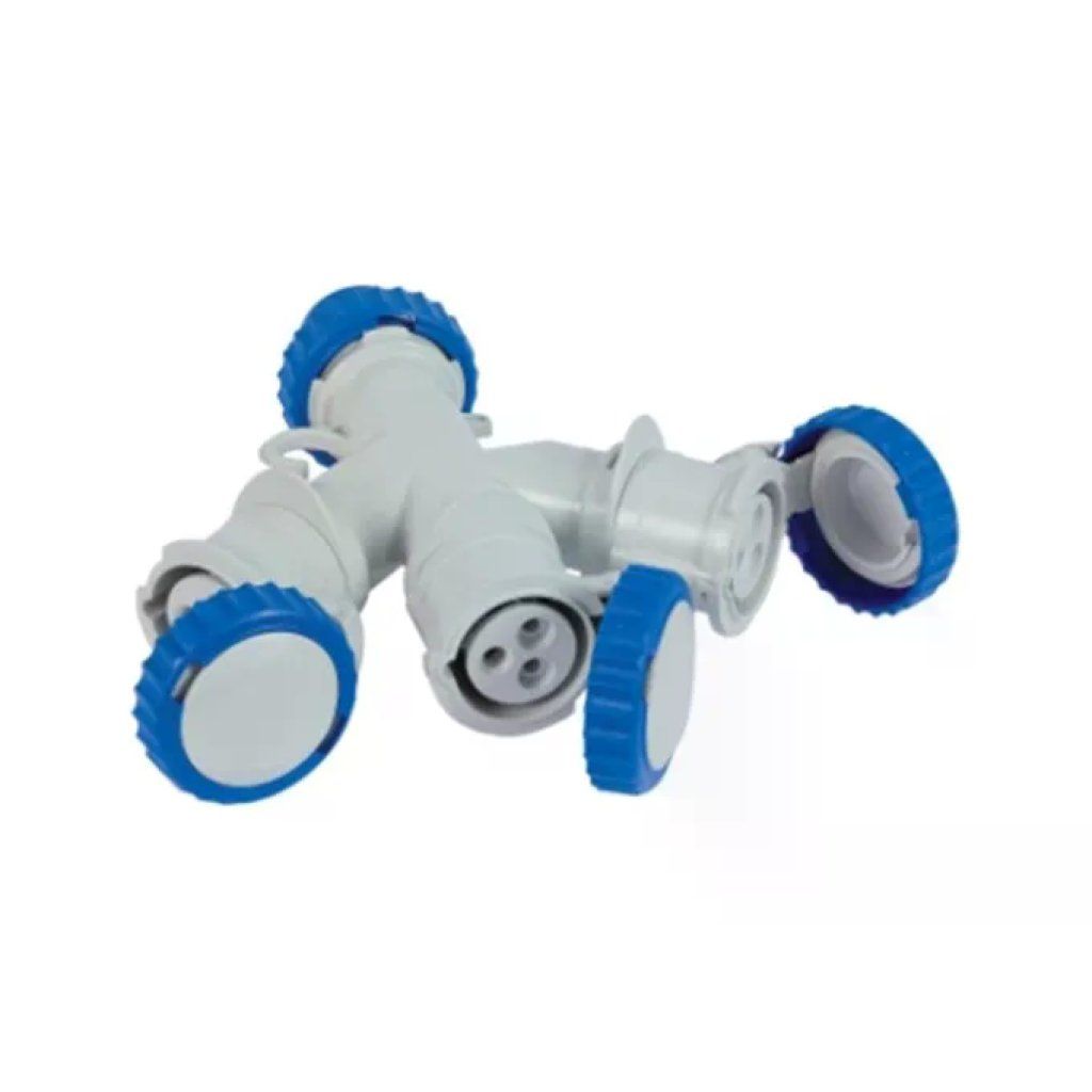 FME Fanton 73120 Adattatore Multiplo Industriale da Spina CEE 2P+T 16A 230V 6h IP67 con 3 Prese Cavo