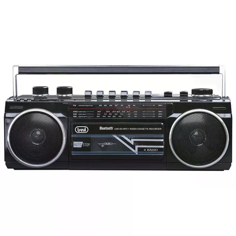 Trevi RR 501 BT Radio Registratore Portatile Boombox Bluetooth USB SD MP3 4 Bande FM MW SW colore Nero